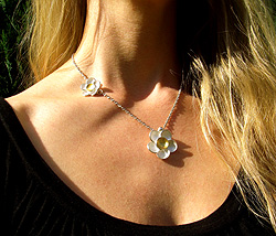 Forget-Me-Not Chain with flower closing hook plus large pendant by Kerstin Laibach