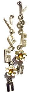 Veggie Tumbling Letters Earrings with Flowers